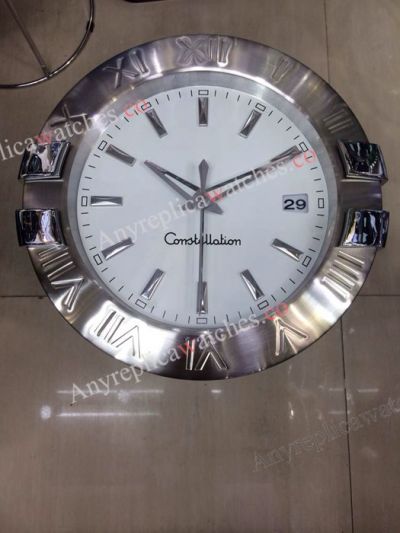 Omega Constellation Silver Steel case Wall Clock White Face